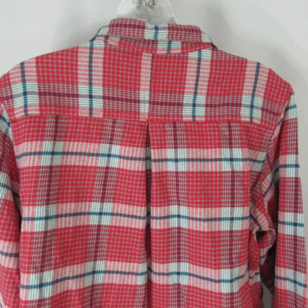 Woolrich Plaid Flannel XL Womens Pink Red Button Up Pockets 100% Cotton - Picture 3 of 9